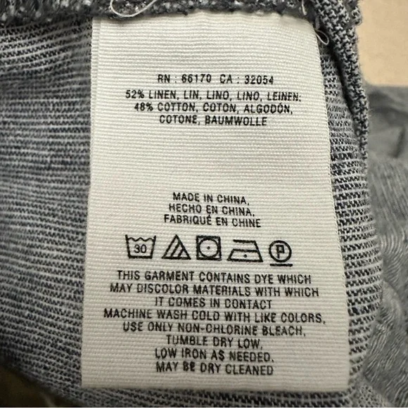 Anthropologie Women’s Pilcro High Rise Blue Linen Wide-Leg Pants Size 8 - Picture 9 of 11